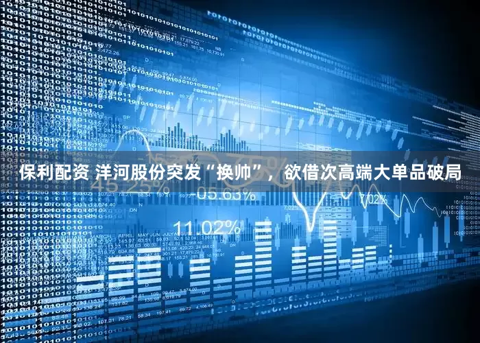 保利配资 洋河股份突发“换帅”，欲借次高端大单品破局